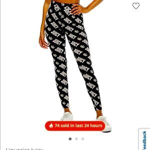 NWT juicy couture small logo black leggings contrast crown high rise signature